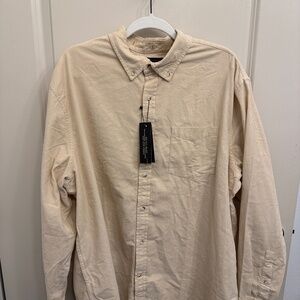 Banana Republic Slim Fine Wale Corduroy Shirt - Cream white, XXL